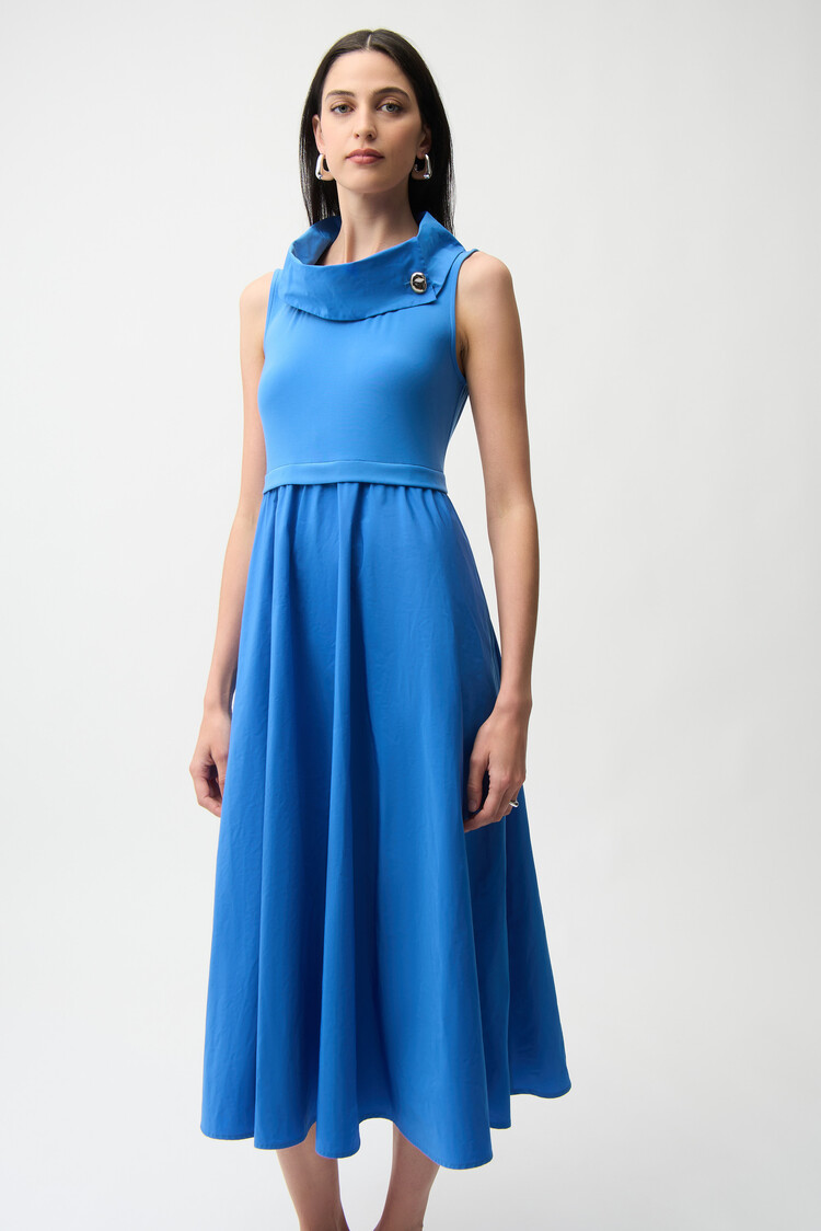Joseph Ribkoff Joseph Ribkoff Silky Knit And Memory Fit and Flare Dress With Shawl Collar 261274