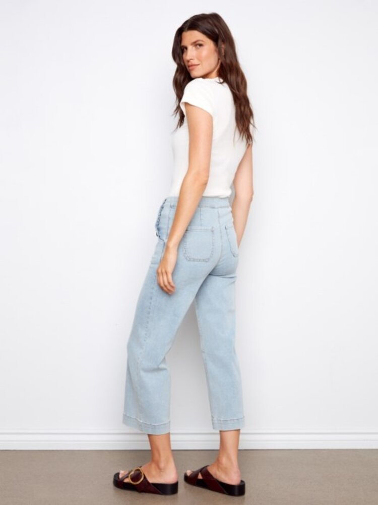 Charlie B Charlie B Wide Leg Side Button Pants C5721