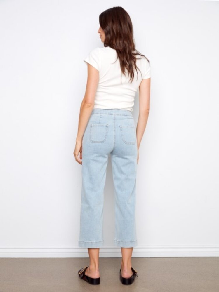 Charlie B Charlie B Wide Leg Side Button Pants C5721