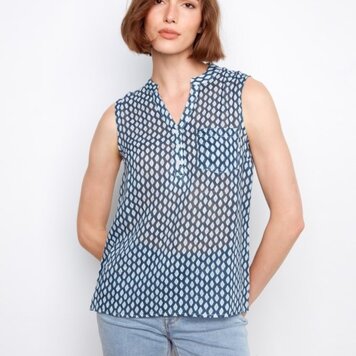 Charlie B Charlie B Cotton Gauze Sleeveless Blouse C4606