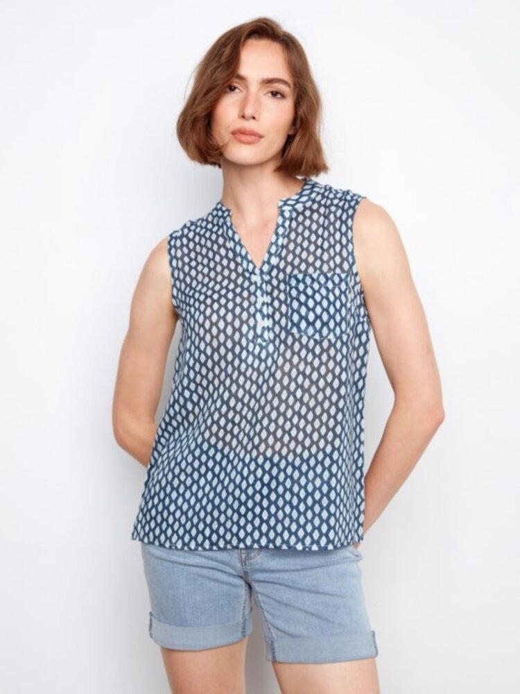 Charlie B Charlie B Cotton Gauze Sleeveless Blouse C4606