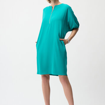 Joseph Ribkoff Joseph Ribkoff Woven Twill Cocoon Dress With Zipper Neckline 261132