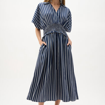 Joseph Ribkoff Joseph Ribkoff Flowy Poplin Stripe Print Fit And Flare Dress 262912