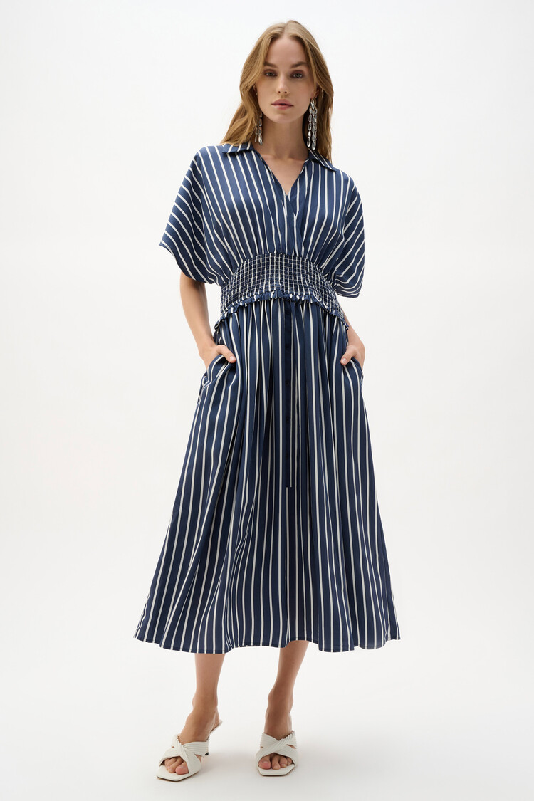 Joseph Ribkoff Joseph Ribkoff Flowy Poplin Stripe Print Fit And Flare Dress 262912
