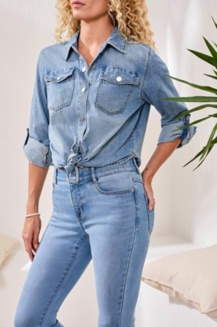Tribal Tribal Coastal Blue Audrey Hugging Flare Jeans 6119O