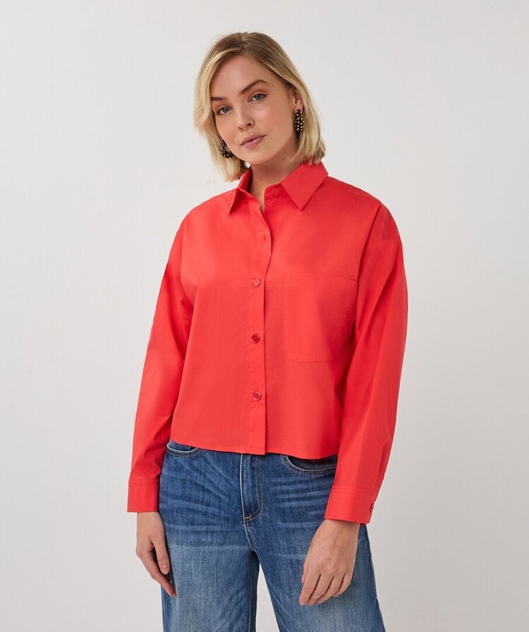 Esqualo Esqualo Cropped Folded Cuffed Blouse 10016