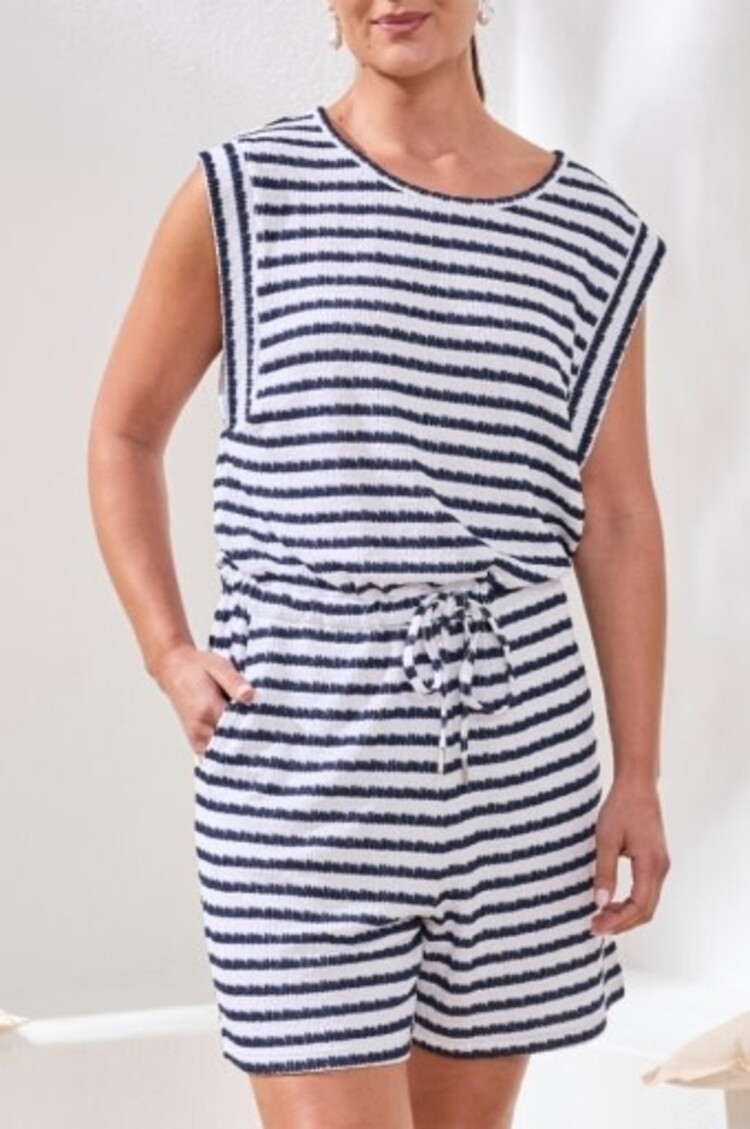 Tribal SLVLESS ROMPER W/DRAWCORD-JET BLUE