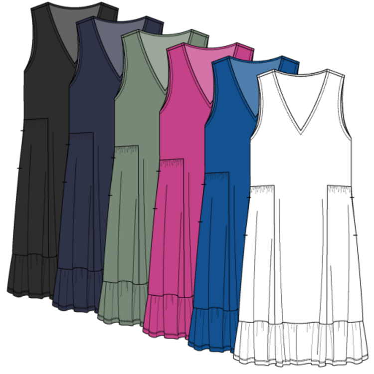 Tribal SLVLESS V NECK DRESS-1340O