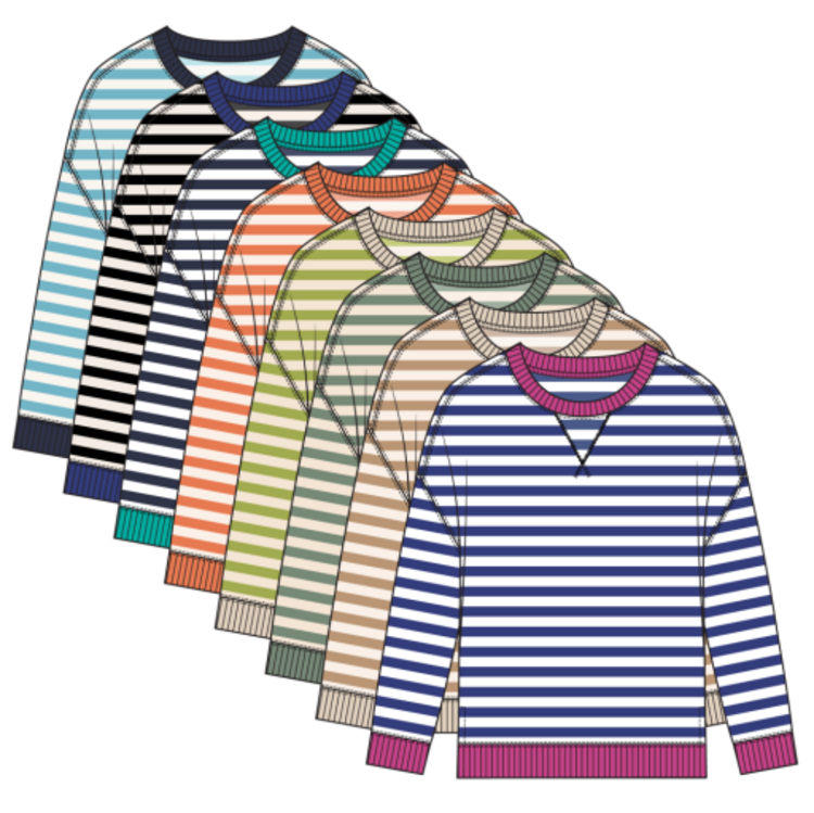 Tribal L/S CREW NECK TOP W/COMBO-2487O