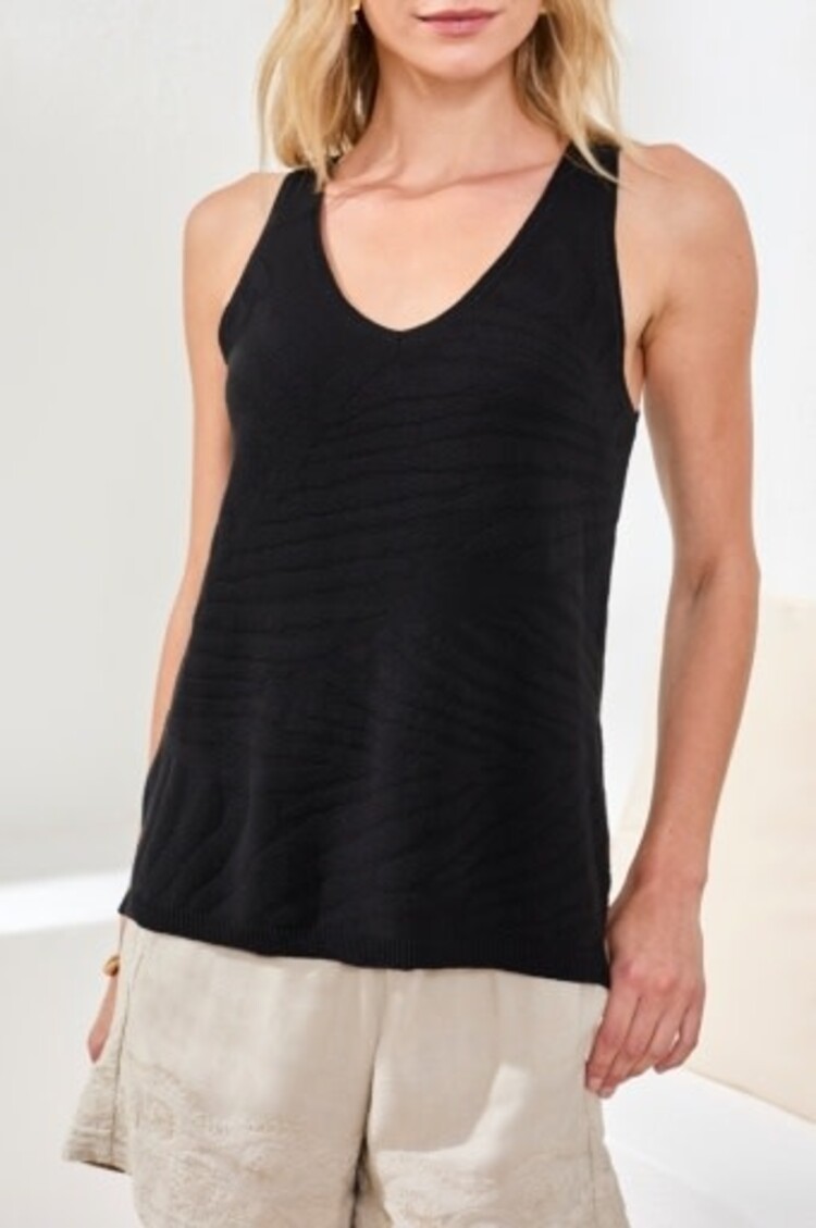 Tribal SLVLESS V NECK SWEATER-WHITE