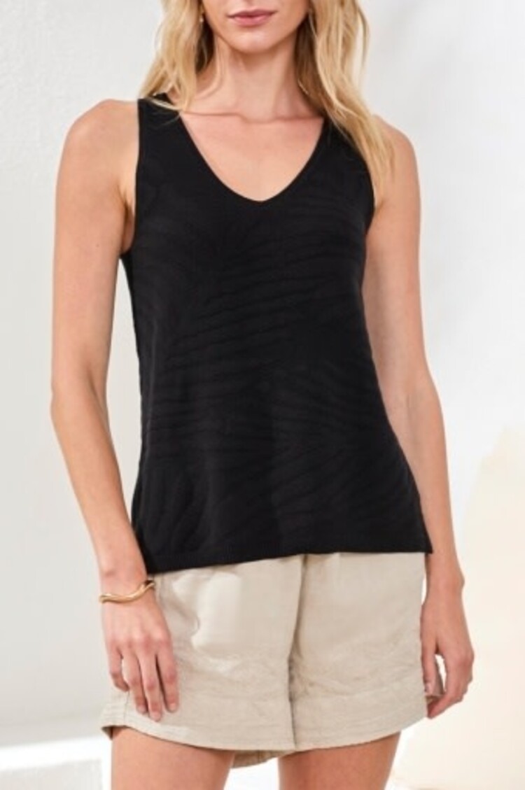 Tribal SLVLESS V NECK SWEATER-WHITE