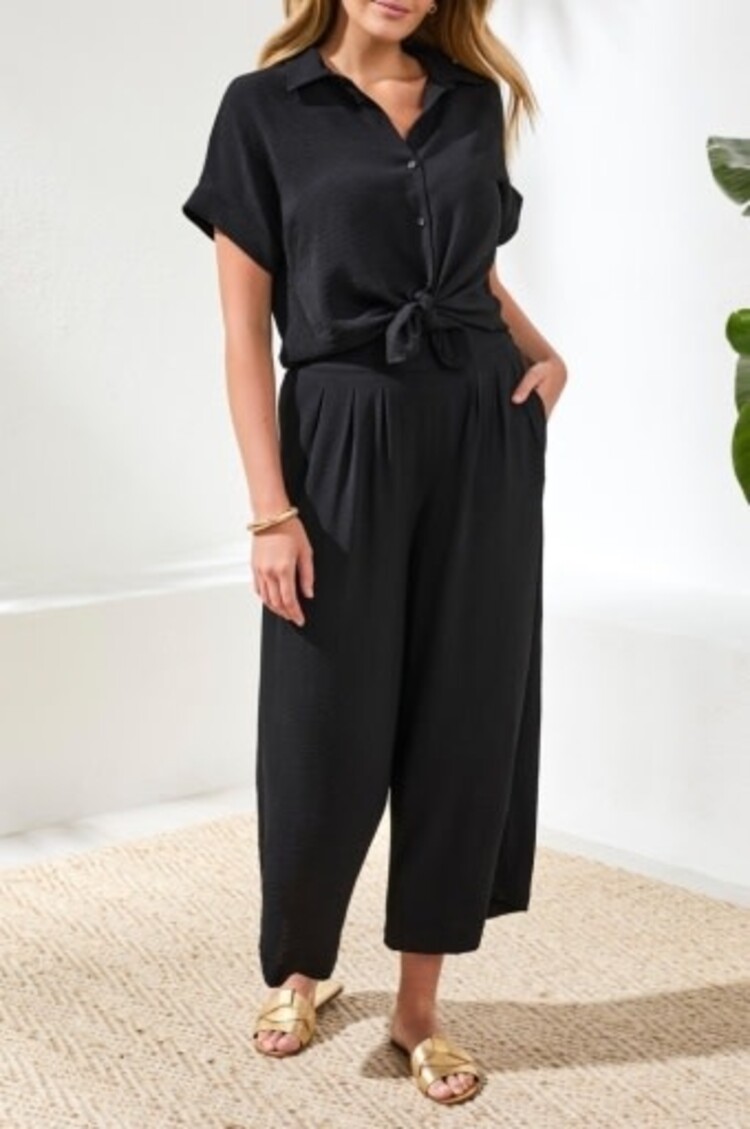 Tribal Tribal Flowy Crop Pant W/ Elastic Waistband 6146O
