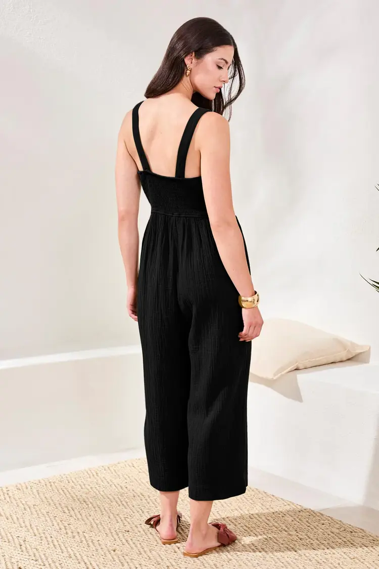 Tribal Tribal Jumpsuit W/ Back Smocking and Adjustable Straps 6053O