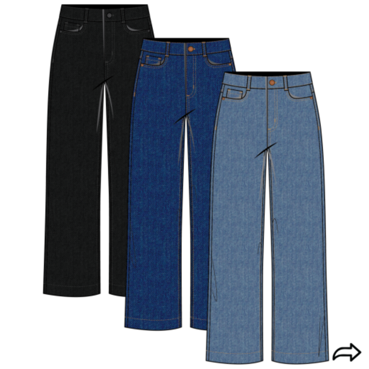 Tribal AUDREY HUGGING WIDE CROP JEANS-COASTALBLUE