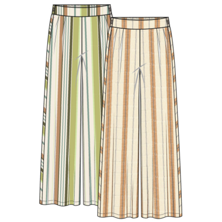 Tribal Tribal Pull On Flowy Wide Pant W/ Pockets 5753O