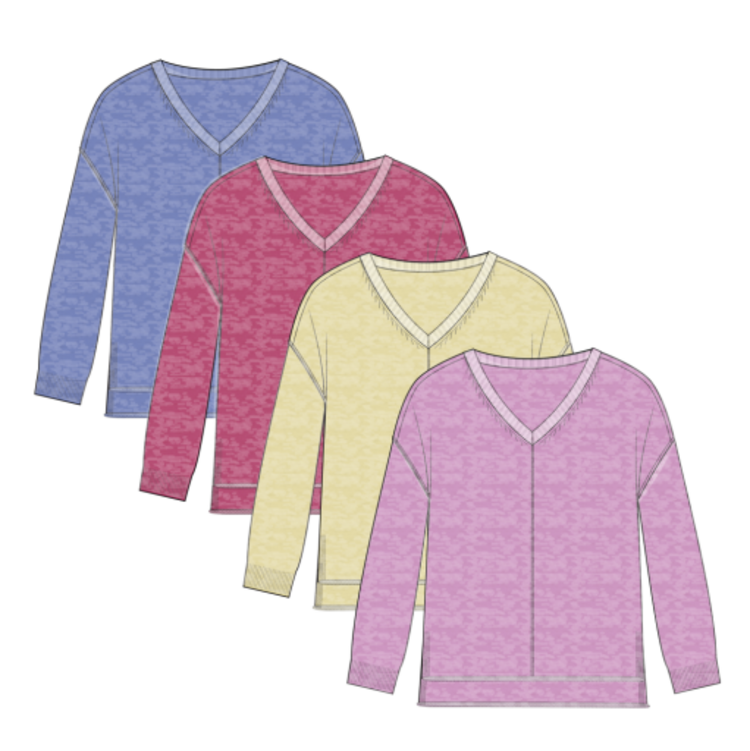 Tribal LIGHTWEIGHT COTTON V-NECK SWEATER WITH SPECIAL WASH-5394O