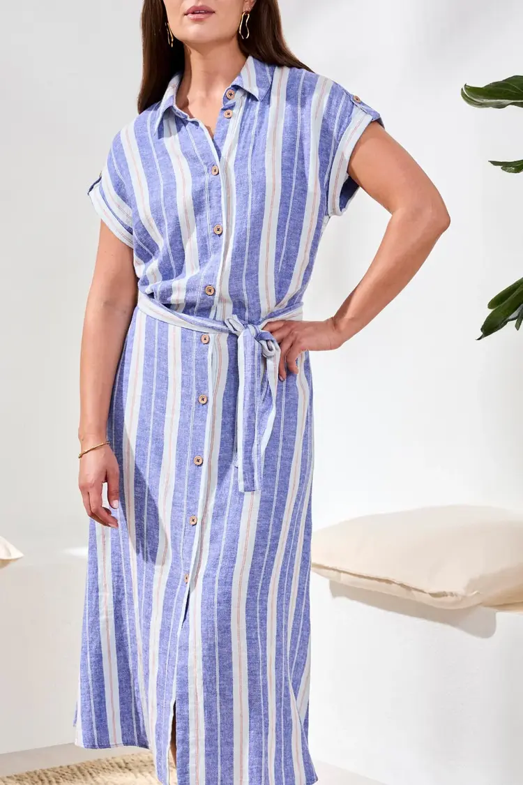 Tribal Tribal Shirt Dress W/ Side dtl and Waist Pleat 6089O