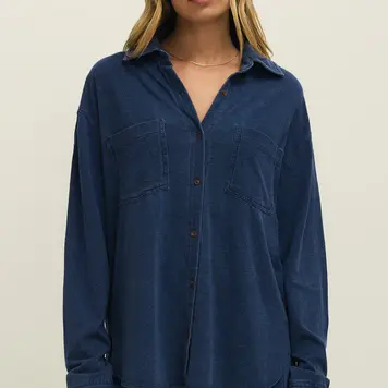 Z Supply Z Supply Reese Jersey Denim Button Up ZT261957