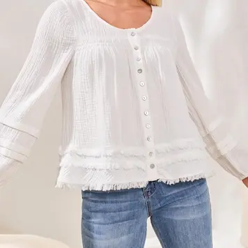 Tribal Tribal Button Front A-Line Blouse 6165O