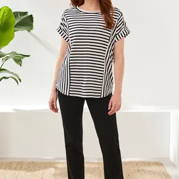 Tribal Tribal Cuffed Sleeve Top W Inserts 2477O