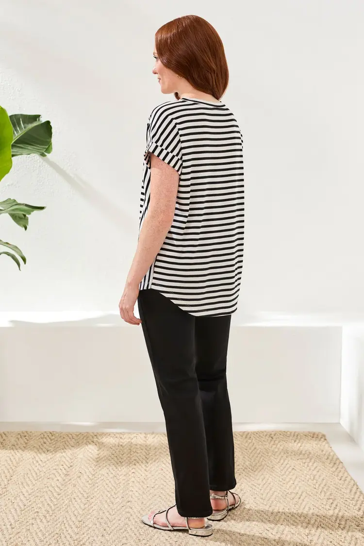 Tribal Tribal Cuffed Sleeve Top W Inserts 2477O