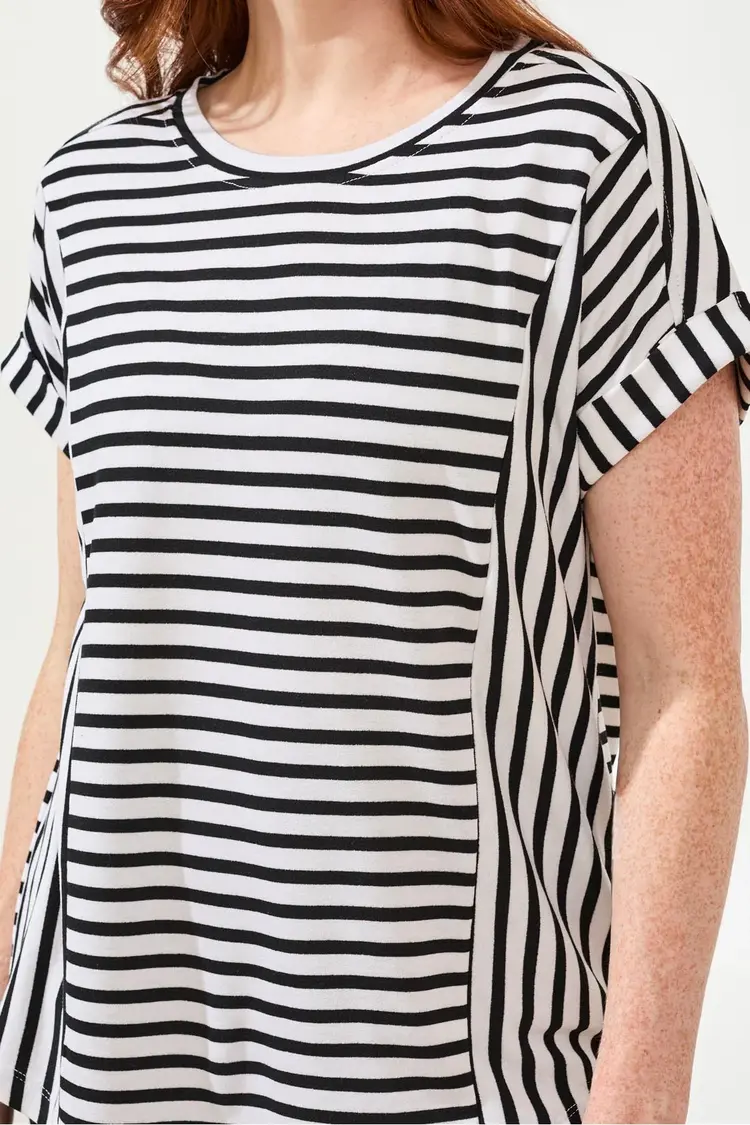 Tribal Tribal Cuffed Sleeve Top W Inserts 2477O