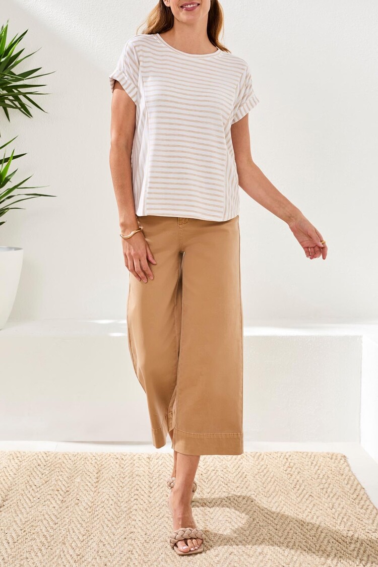 Tribal Tribal Cuffed Sleeve Top W Inserts 2477O