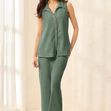 Tribal SLVLESS BUTTON DOWN TOP-MOSS