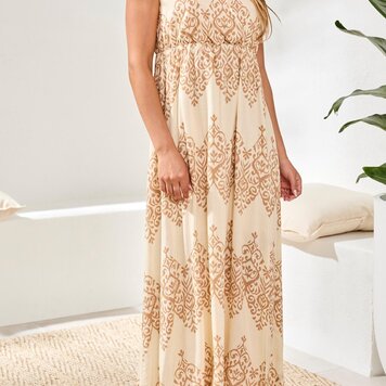 Tribal Tribal Sleeveless Dress With Lining 3115O