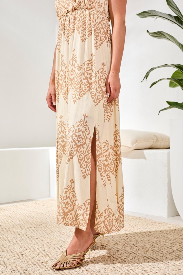 Tribal Tribal Sleeveless Dress With Lining 3115O