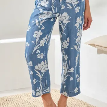 Tribal Tribal Flowy Wide Crop Pant 6142O