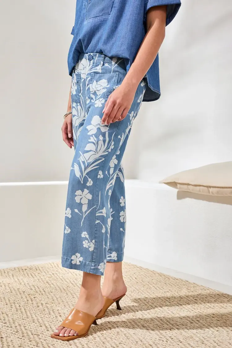 Tribal Tribal Flowy Wide Crop Pant 6142O