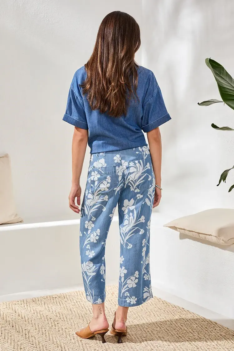 Tribal Tribal Flowy Wide Crop Pant 6142O