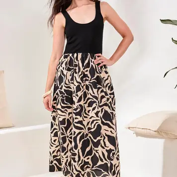 Tribal Tribal Sleeveless Two Layer Dress 953O