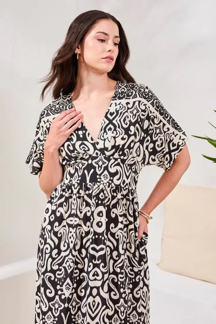 Tribal Tribal Sleeveless Dress With Border Print 952O