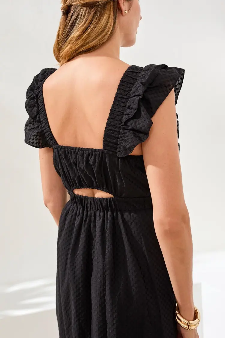 Tribal Tribal Maxi Dress W/Frill Detail & Back Cutout 975O