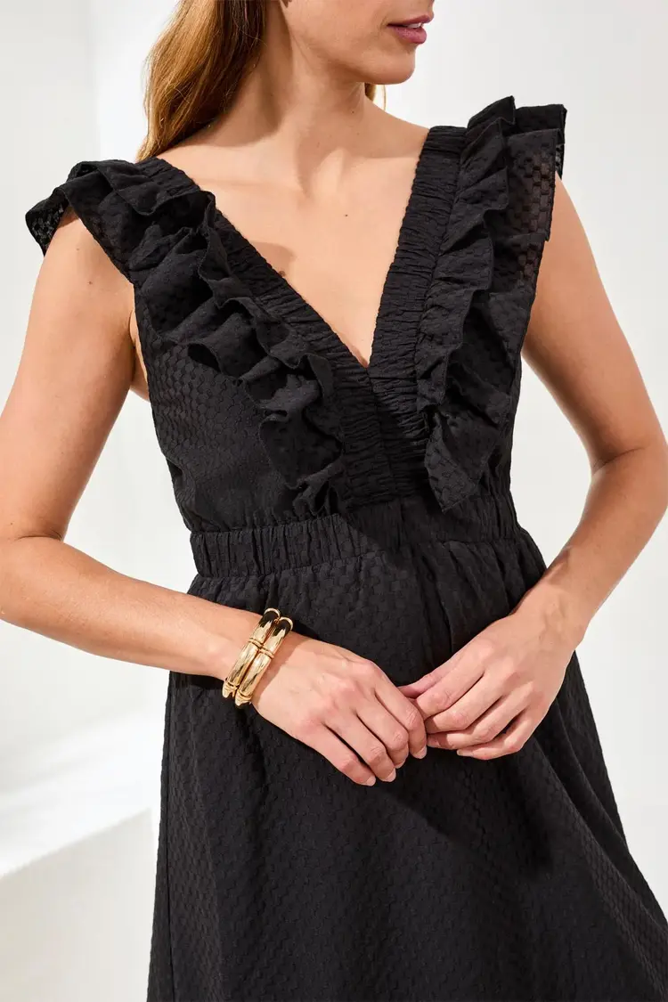 Tribal Tribal Maxi Dress W/Frill Detail & Back Cutout 975O