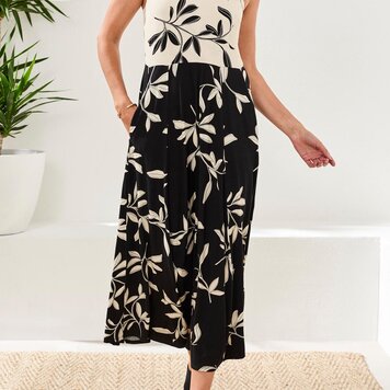 Tribal Tribal Sleeveless Combo Dress 2436O