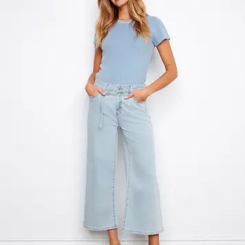 Charlie B Charlie B Belted Wide Leg Jeans C5788