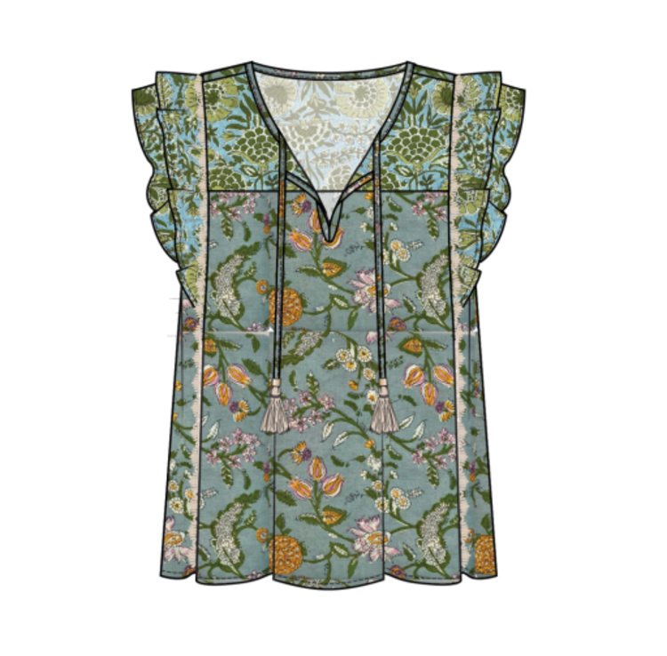 Tribal MIXED PRINT BLOUSE-5430O