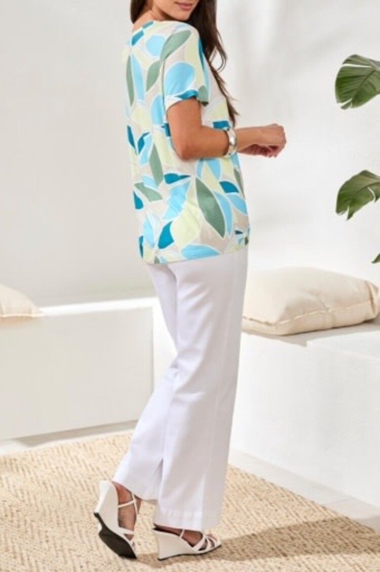 Tribal S/S CREW NECK TOP W/SIDE RUCHING-DESERT