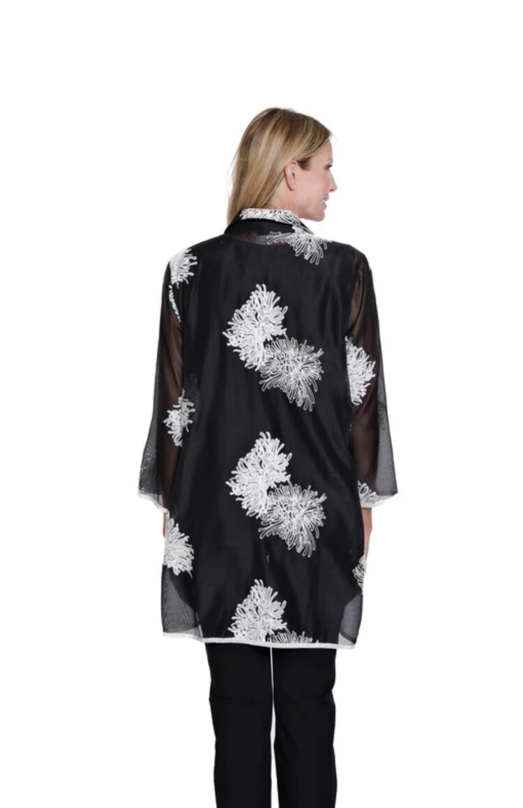 Multiples Multiples 3/4 Sleeve Hilo Shirt All Over Embroidery M16407BM