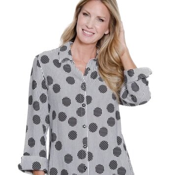 Multiples Multiples Turn Up Cuff 3/4 Sleeve Print Shirt M16112BM