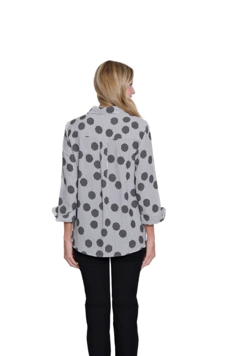 Multiples Multiples Turn Up Cuff 3/4 Sleeve Print Shirt M16112BM