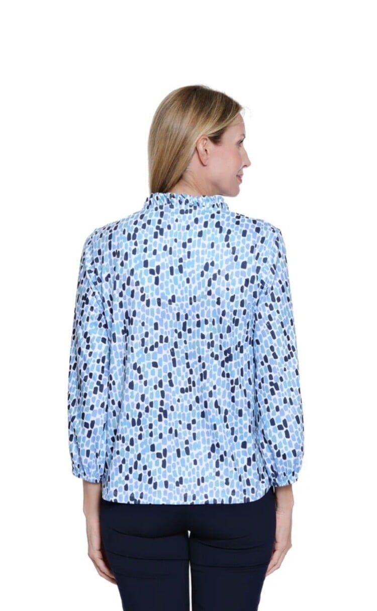Multiples Multiples Elastic Hem 3/4 Sleeve Print Top M16309TM