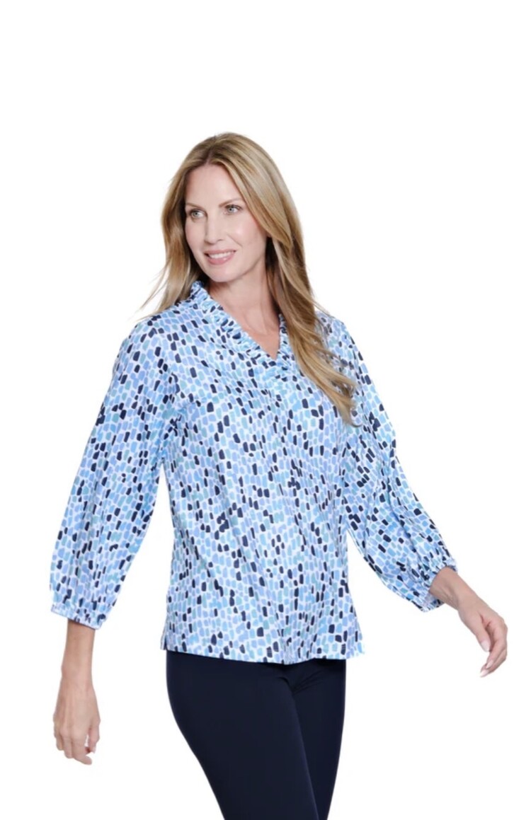 Multiples Multiples Elastic Hem 3/4 Sleeve Print Top M16309TM