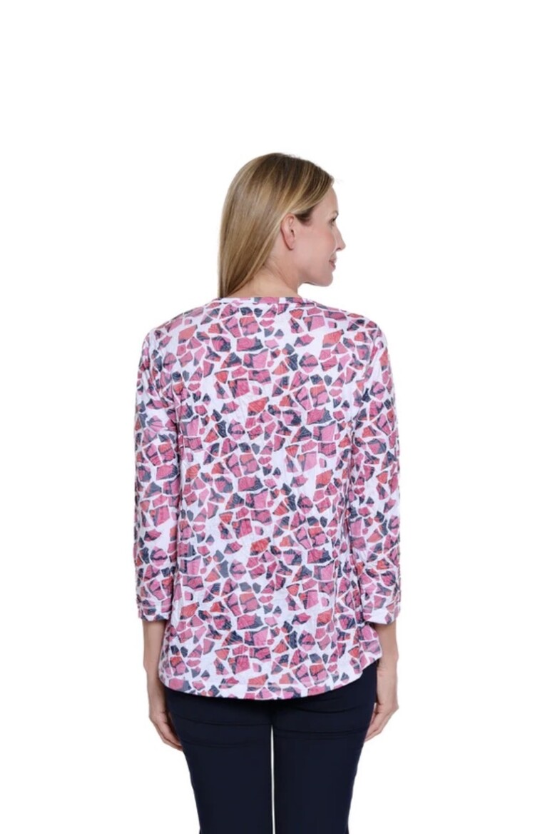 Multiples Multiples 3/4 Sleeve Print Crinkle Paisley Top M16610TM