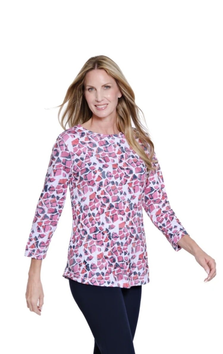 Multiples Multiples 3/4 Sleeve Print Crinkle Paisley Top M16610TM
