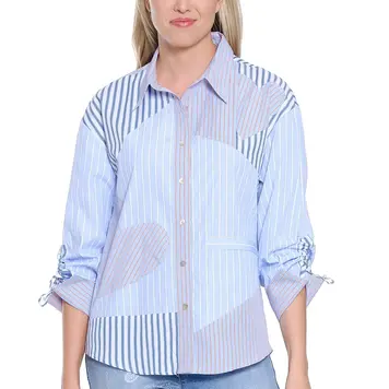 Multiples Tru Luxe Mixed Stripe Heart Patch Top T16224BM