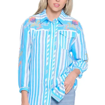 Multiples Tru Luxe Button Up Shirt W/ Embroidery T16215BM